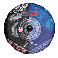 Samoa and Aotearoa Together Spare Tire Cover Tatau Art Tattoos-Taniko and Maori with Fern LT03 - Polynesian Pride