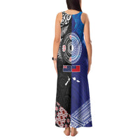 Samoa and Aotearoa Together Tank Maxi Dress Tatau Art Tattoos-Taniko and Maori with Fern LT03 - Polynesian Pride