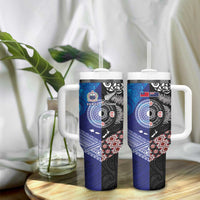 Samoa and Aotearoa Together Tumbler With Handle Tatau Art Tattoos-Taniko and Maori with Fern LT03 - Polynesian Pride