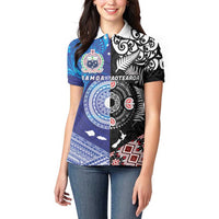 Samoa and Aotearoa Together Women Polo Shirt Tatau Art Tattoos-Taniko and Maori with Fern