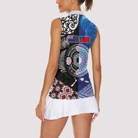 Samoa and Aotearoa Together Women Sleeveless Polo Shirt Tatau Art Tattoos-Taniko and Maori with Fern LT03 - Polynesian Pride