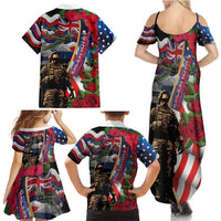 Hawaii and United States Memorial Day Family Matching Summer Maxi Dress and Hawaiian Shirt Honor and Remember The Fallen LT03 - Polynesian Pride