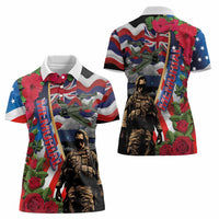 Hawaii and United States Memorial Day Women Polo Shirt Honor and Remember The Fallen LT03 - Polynesian Pride