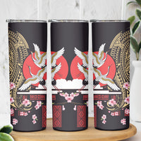 Japanese Culture and Hawaiian Tribal Skinny Tumbler Sakura Blossom Tapa Pattern LT03 - Polynesian Pride