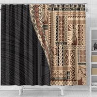 Samoa Siapo Motif Half Style Shower Curtain Brown Version
