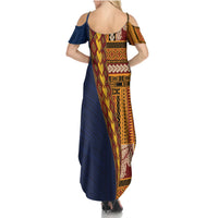 Samoa Siapo Motif Half Style Family Matching Summer Maxi Dress and Hawaiian Shirt Colorful Version LT03 - Polynesian Pride