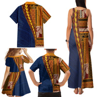Samoa Siapo Motif Half Style Family Matching Tank Maxi Dress and Hawaiian Shirt Colorful Version LT03 - Polynesian Pride