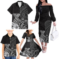 Guam Latte Stone Chamorro Culture Family Matching Off The Shoulder Long Sleeve Dress and Hawaiian Shirt Tapa Pattern LT03 - Polynesian Pride