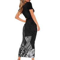 Guam Latte Stone Chamorro Culture Family Matching Short Sleeve Bodycon Dress and Hawaiian Shirt Tapa Pattern LT03 - Polynesian Pride