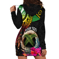 Personalised Vanuatu 44th Anniversary Hoodie Dress Boars Tusk and Melanesian Warrior Indipendens Dei LT03 - Polynesian Pride
