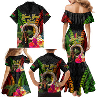 Vanuatu Independence Day Family Matching Mermaid Dress and Hawaiian Shirt Boars Tusk and Melanesian Warrior Indipendens Dei LT03 - Polynesian Pride