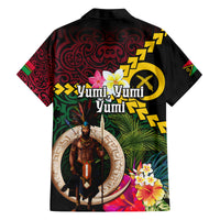 Vanuatu Indipendens Dei Family Matching Long Sleeve Bodycon Dress and Hawaiian Shirt Boars Tusk and Melanesian Warrior Hibiscus LT03 - Polynesian Pride