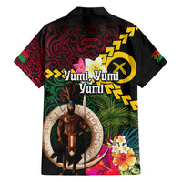 Vanuatu Indipendens Dei Family Matching Short Sleeve Bodycon Dress and Hawaiian Shirt Boars Tusk and Melanesian Warrior Hibiscus LT03 - Polynesian Pride