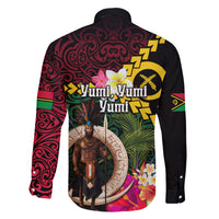 Vanuatu Indipendens Dei Family Matching Short Sleeve Bodycon Dress and Hawaiian Shirt Boars Tusk and Melanesian Warrior Hibiscus LT03 - Polynesian Pride