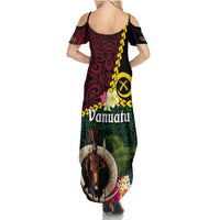 Vanuatu Indipendens Dei Family Matching Summer Maxi Dress and Hawaiian Shirt Boars Tusk and Melanesian Warrior Hibiscus LT03 - Polynesian Pride