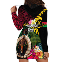 Vanuatu Indipendens Dei Hoodie Dress Boars Tusk and Melanesian Warrior Hibiscus LT03 - Polynesian Pride