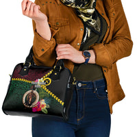 Vanuatu Indipendens Dei Shoulder Handbag Boars Tusk and Melanesian Warrior Hibiscus