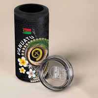 Vanuatu Independence Day 4 in 1 Can Cooler Tumbler Melanesian Tribal Pig Tusk with Tropical Plants LT03 - Polynesian Pride