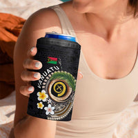 Vanuatu Independence Day 4 in 1 Can Cooler Tumbler Melanesian Tribal Pig Tusk with Tropical Plants LT03 - Polynesian Pride