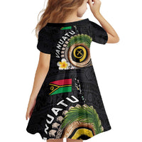 Vanuatu Independence Day Family Matching Short Sleeve Bodycon Dress and Hawaiian Shirt Melanesian Tribal Pig Tusk with Tropical Plants LT03 - Polynesian Pride