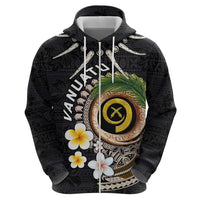 Vanuatu Independence Day Hoodie Melanesian Tribal Pig Tusk with Tropical Plants LT03 - Polynesian Pride