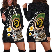 Vanuatu Independence Day Hoodie Dress Melanesian Tribal Pig Tusk with Tropical Plants LT03 - Polynesian Pride