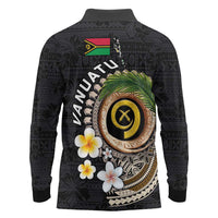 Vanuatu Independence Day Long Sleeve Polo Shirt Melanesian Tribal Pig Tusk with Tropical Plants LT03 - Polynesian Pride