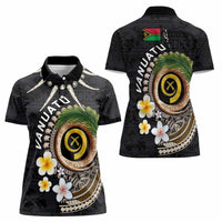 Vanuatu Independence Day Women Polo Shirt Melanesian Tribal Pig Tusk with Tropical Plants LT03 - Polynesian Pride