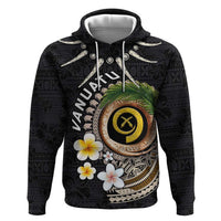 Vanuatu Independence Day Zip Hoodie Melanesian Tribal Pig Tusk with Tropical Plants LT03 Pullover Hoodie Black - Polynesian Pride