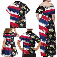Hawaiian Flag Day Family Matching Off Shoulder Maxi Dress and Hawaiian Shirt Tropical Flowers and Leaves LT03 - Polynesian Pride
