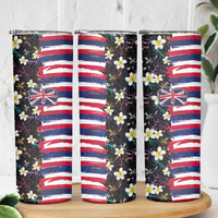 Hawaiian Flag Day Skinny Tumbler Tropical Flowers and Leaves LT03 - Polynesian Pride