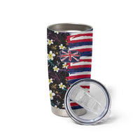 Hawaiian Flag Day Tumbler Cup Tropical Flowers and Leaves