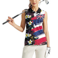Hawaiian Flag Day Women Sleeveless Polo Shirt Tropical Flowers and Leaves LT03 - Polynesian Pride