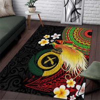 Vanuatu and Papua New Guinea Together Area Rug Bird-of-paradise and Pig Tusk Melanesian Pattern LT03 Black - Polynesian Pride
