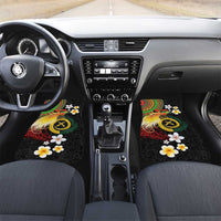 Vanuatu and Papua New Guinea Together Car Mats Bird-of-paradise and Pig Tusk Melanesian Pattern LT03 Set 2pcs - Front Black - Polynesian Pride