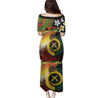 Vanuatu and Papua New Guinea Together Family Matching Puletasi and Hawaiian Shirt Bird-of-paradise and Pig Tusk Melanesian Pattern LT03 - Polynesian Pride