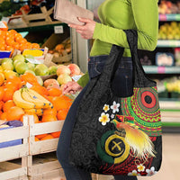 Vanuatu and Papua New Guinea Together Grocery Bag Bird-of-paradise and Pig Tusk Melanesian Pattern LT03 - Polynesian Pride
