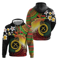 Vanuatu and Papua New Guinea Together Hoodie Bird-of-paradise and Pig Tusk Melanesian Pattern LT03 - Polynesian Pride