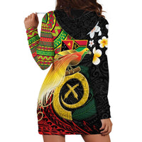 Vanuatu and Papua New Guinea Together Hoodie Dress Bird-of-paradise and Pig Tusk Melanesian Pattern LT03 - Polynesian Pride