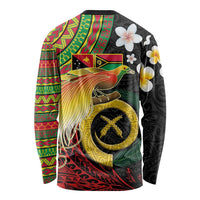 Vanuatu and Papua New Guinea Together Long Sleeve Shirt Bird-of-paradise and Pig Tusk Melanesian Pattern LT03 - Polynesian Pride