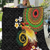 Vanuatu and Papua New Guinea Together Quilt Bird-of-paradise and Pig Tusk Melanesian Pattern LT03 Black - Polynesian Pride