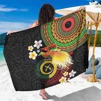 Vanuatu and Papua New Guinea Together Sarong Bird-of-paradise and Pig Tusk Melanesian Pattern LT03 One Size 44 x 66 inches Black - Polynesian Pride