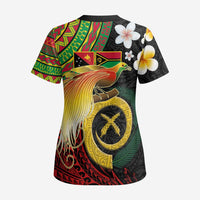 Vanuatu and Papua New Guinea Together Scrub Top Bird-of-paradise and Pig Tusk Melanesian Pattern LT03 - Polynesian Pride
