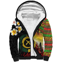 Vanuatu and Papua New Guinea Together Sherpa Hoodie Bird-of-paradise and Pig Tusk Melanesian Pattern LT03 Unisex Black - Polynesian Pride