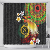 Vanuatu and Papua New Guinea Together Shower Curtain Bird-of-paradise and Pig Tusk Melanesian Pattern LT03 - Polynesian Pride