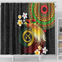 Vanuatu and Papua New Guinea Together Shower Curtain Bird-of-paradise and Pig Tusk Melanesian Pattern LT03 - Polynesian Pride