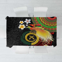 Vanuatu and Papua New Guinea Together Tablecloth Bird-of-paradise and Pig Tusk Melanesian Pattern LT03 Black - Polynesian Pride