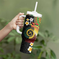 Vanuatu and Papua New Guinea Together Tumbler With Handle Bird-of-paradise and Pig Tusk Melanesian Pattern LT03 - Polynesian Pride