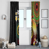 Vanuatu and Papua New Guinea Together Window Curtain Bird-of-paradise and Pig Tusk Melanesian Pattern LT03 - Polynesian Pride