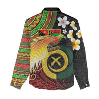 Vanuatu and Papua New Guinea Together Women Casual Shirt Bird-of-paradise and Pig Tusk Melanesian Pattern LT03 - Polynesian Pride